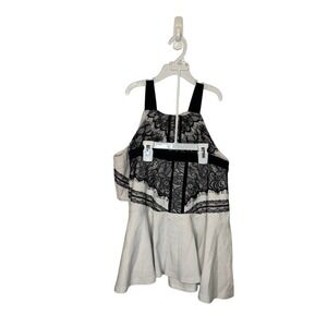 Lush Women's Top Medium Beige Black Lace Sleeveless Top‎ & Skirt